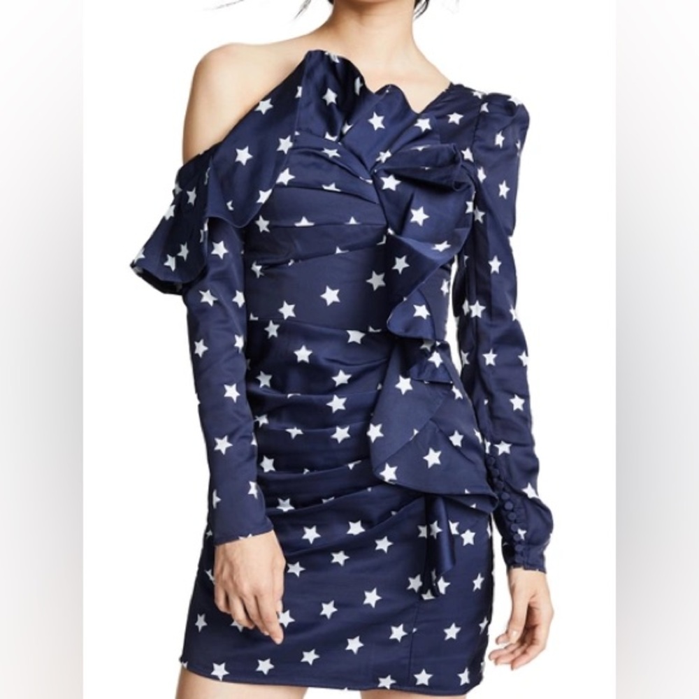 Self-Portrait Blue Ruffle Mini Dress